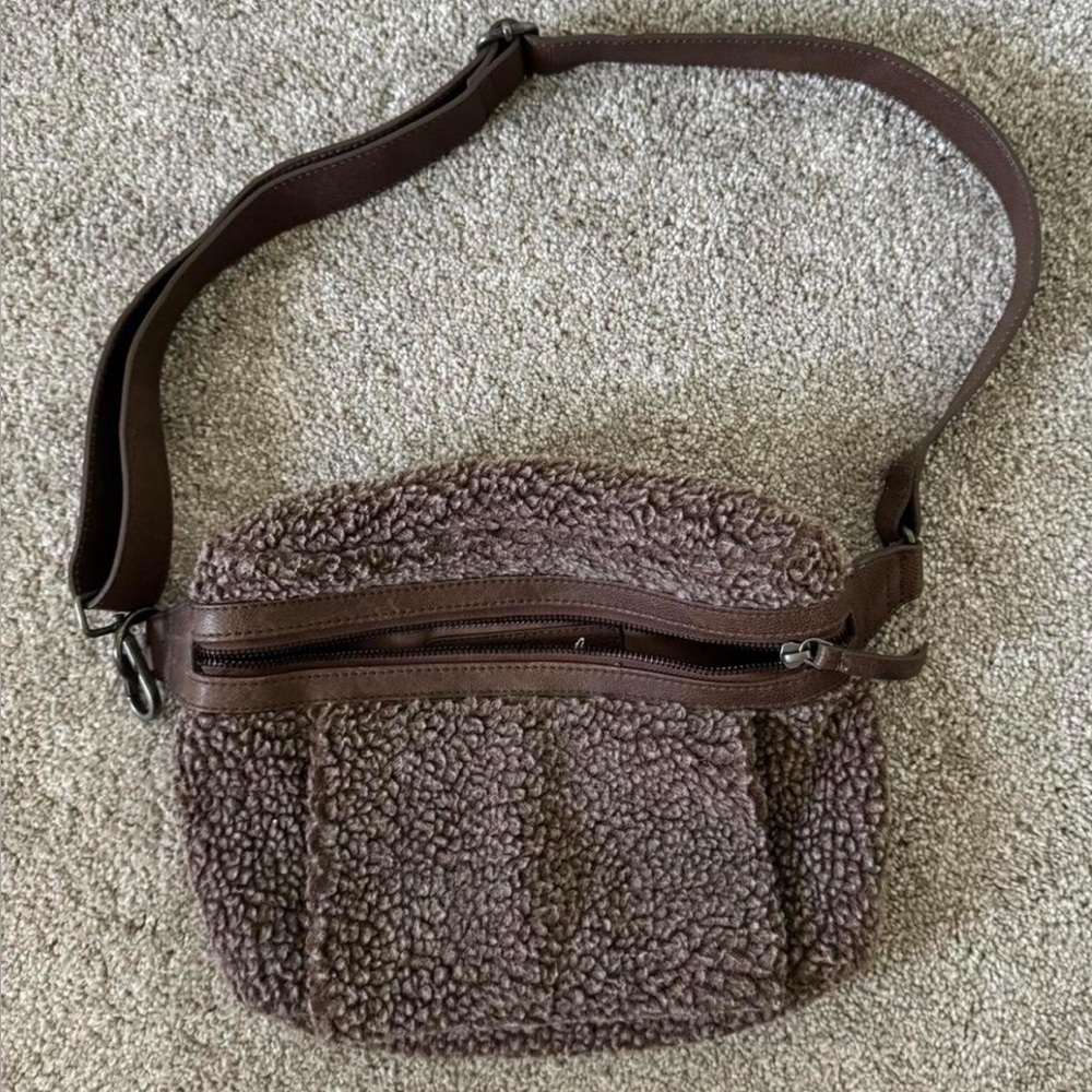 Free People brown sherpa handbag